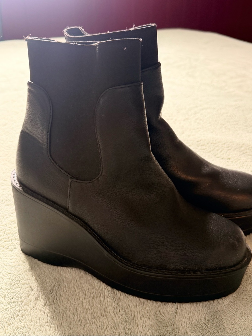 Wedge Chelsea Ankle Boots - Black
